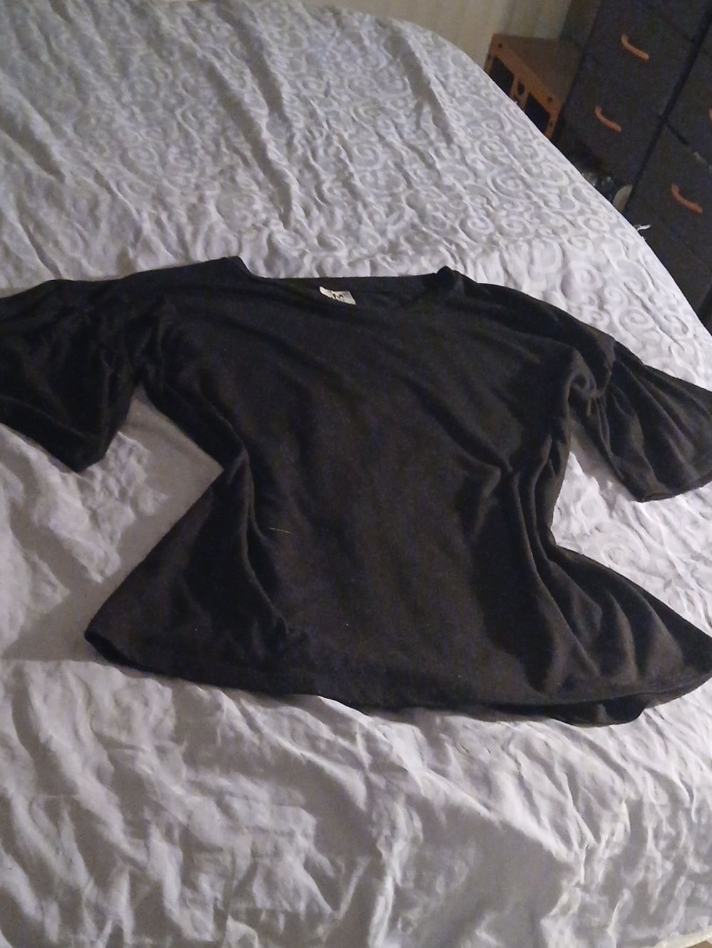 Womens Black Top Flare Sleeves